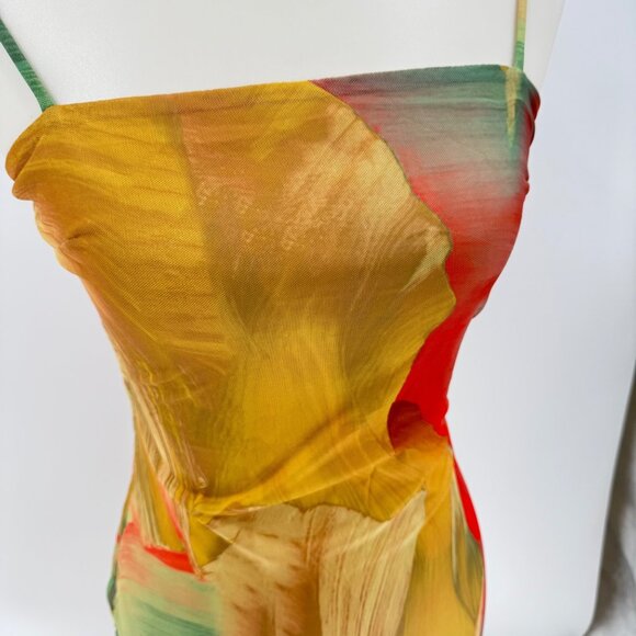 ACOA Abstract Print Maxi Dress XS Multicolor Sleeveless - Picture 3 of 9